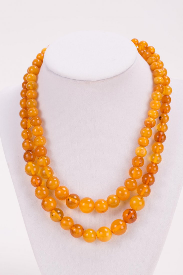 TWO BUTTER SCOTCH AMBER BEADS NECKLACES (1 of 6)