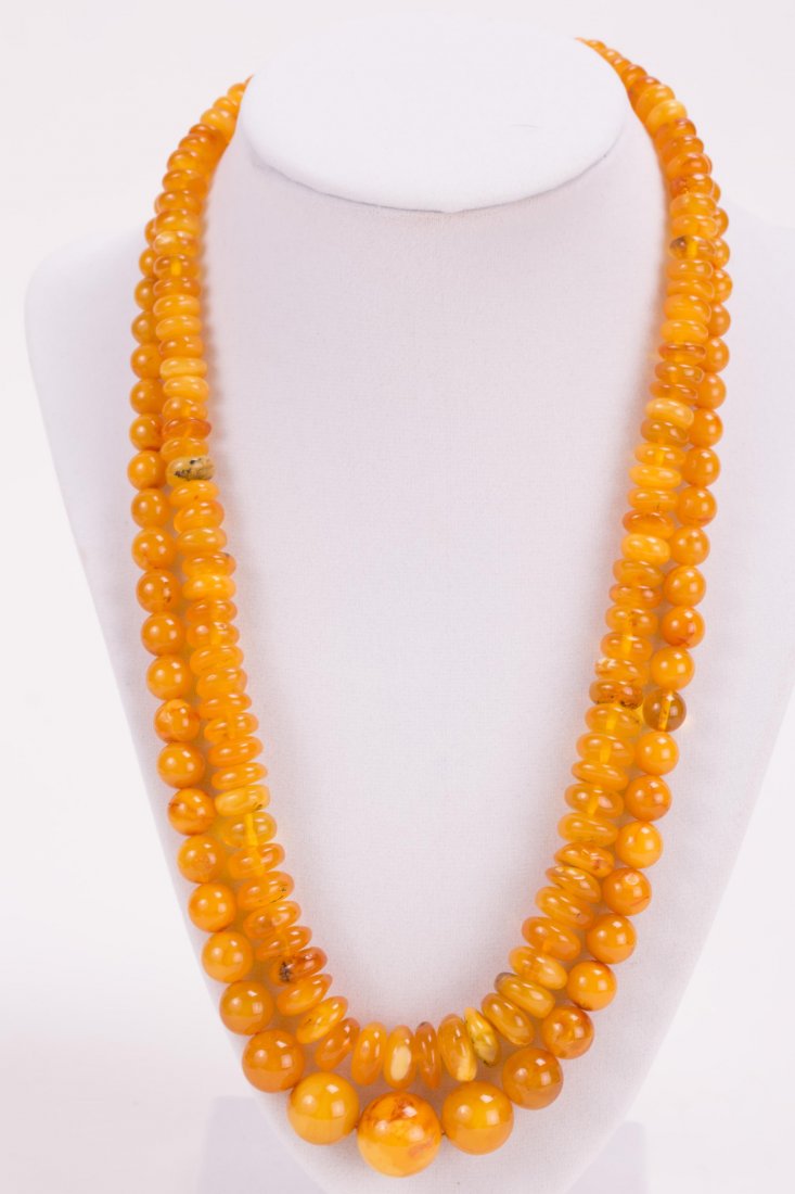 TWO BUTTER SCOTCH AMBER BEADS NECKLACES (1 of 6)