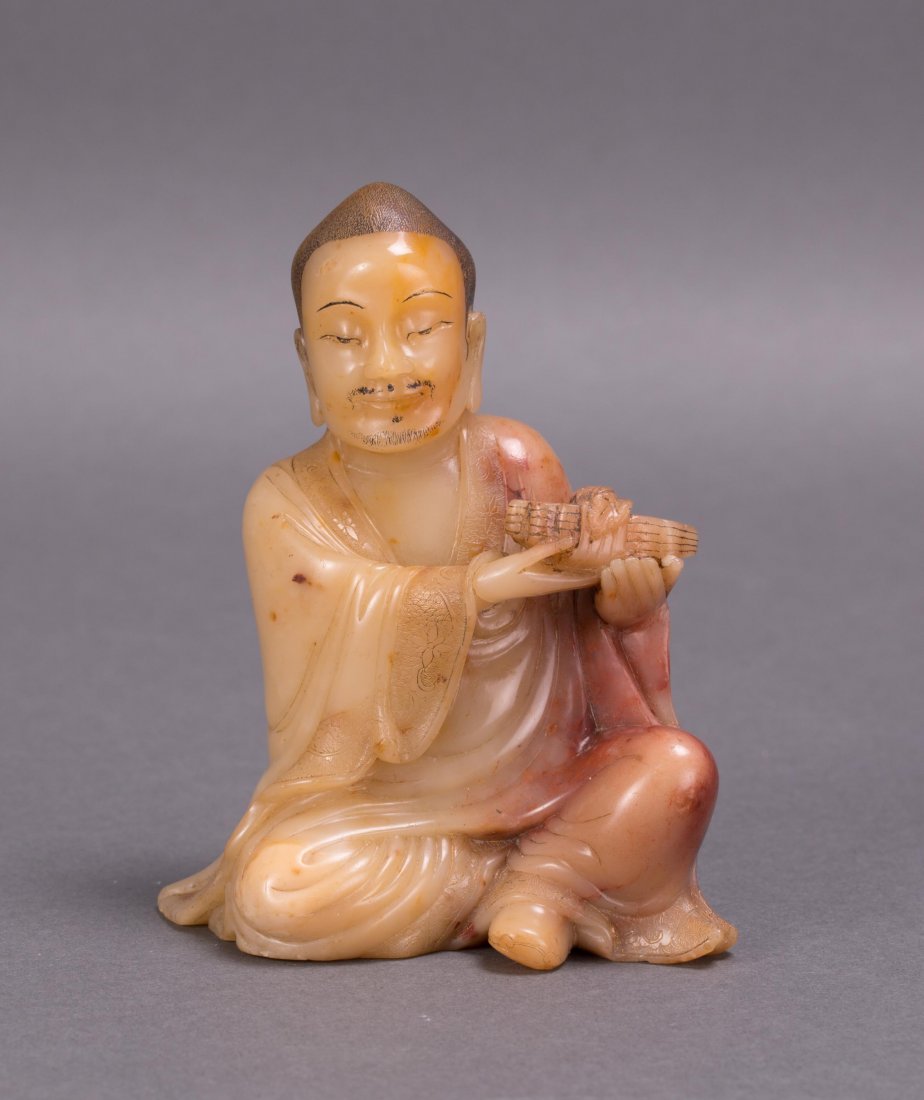 CHINESE SOAPTONE CARVED SITTING LOHAN (1 of 9)