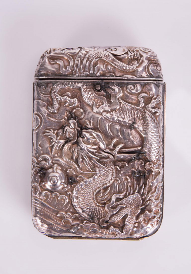 JAPANESE SILVER BOX WITH DRAGON MOTIF (1 of 4)