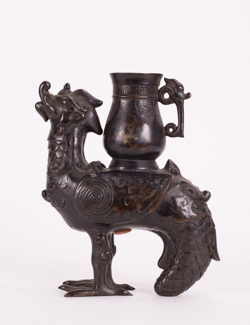 CHINESE BRONZE PHOENIX VASE (1 of 6)