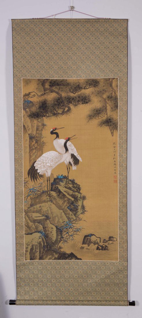 CHINESE SCROLL PAINTING OF CRANES (1 of 4)