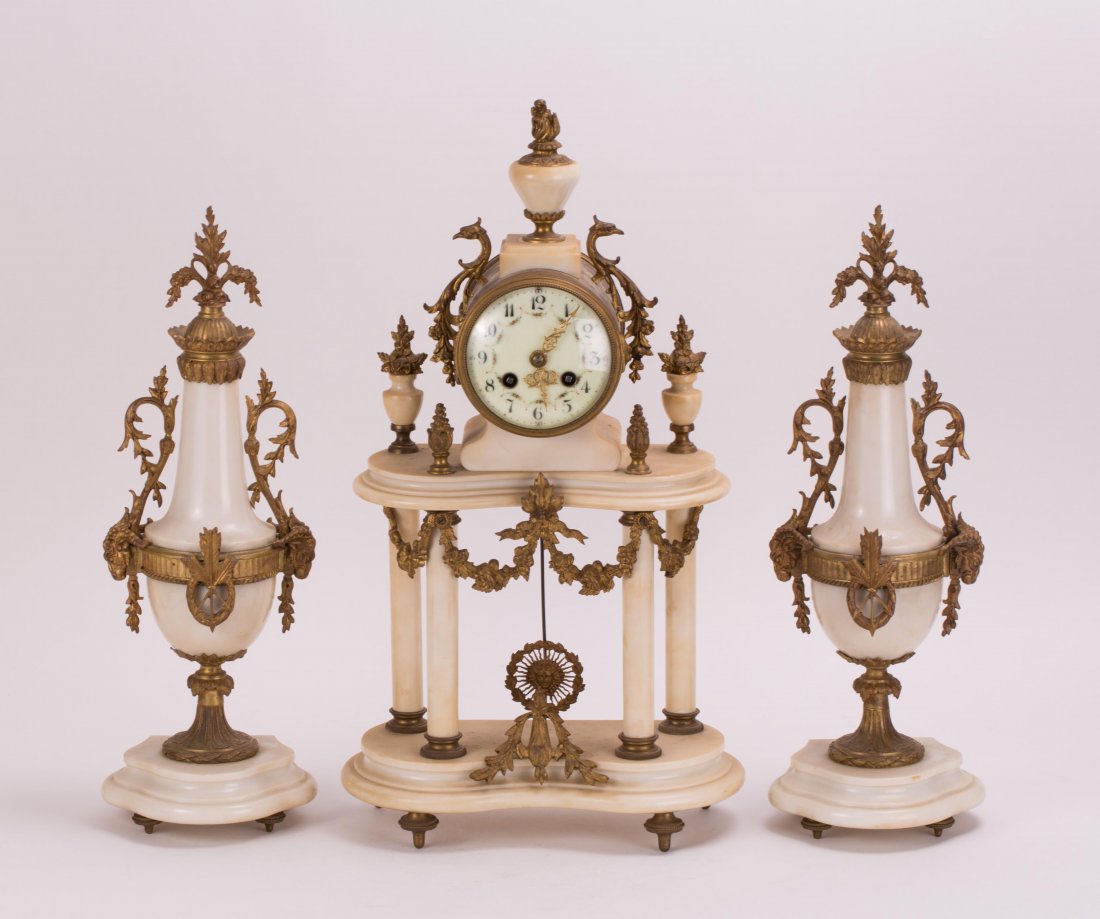 FRENCH BRONZE CLOCK, 3 PIECES SET (1 of 6)