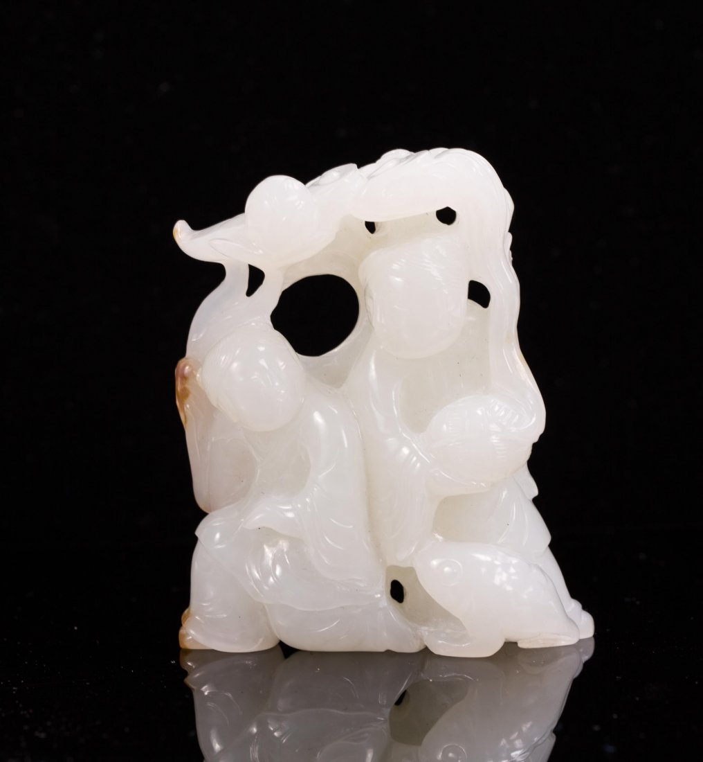 CHINESE WHITE JADE CARVED TWO BOYS (1 of 5)