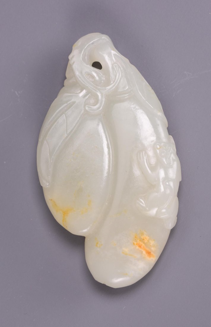 CHINESE WHITE JADE PENDANT, MONKEY AND GOURD (1 of 6)