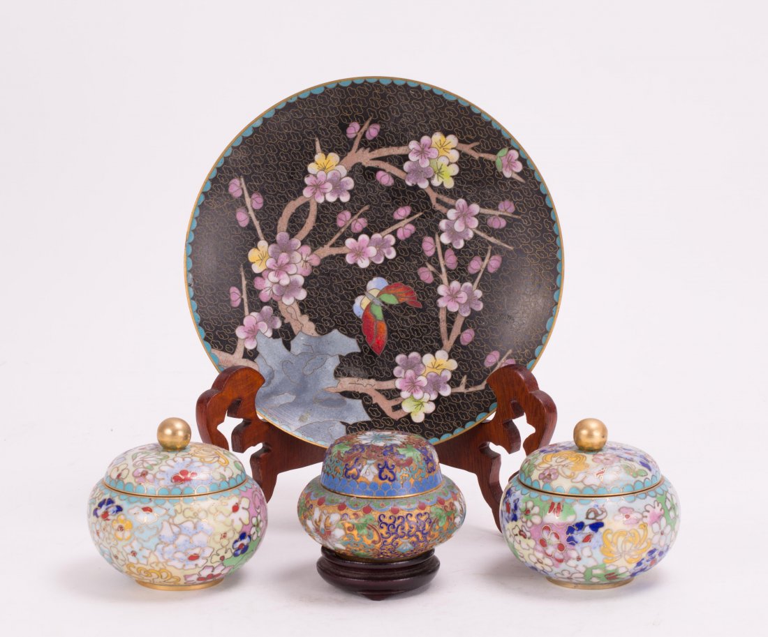 4 PIECES CHINESE CLOISONNE ARTICLES (1 of 5)