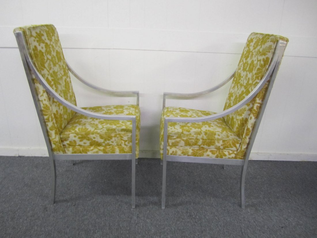 Pair Milo Baughman Style Aluminum arm Chairs (1 of 6)
