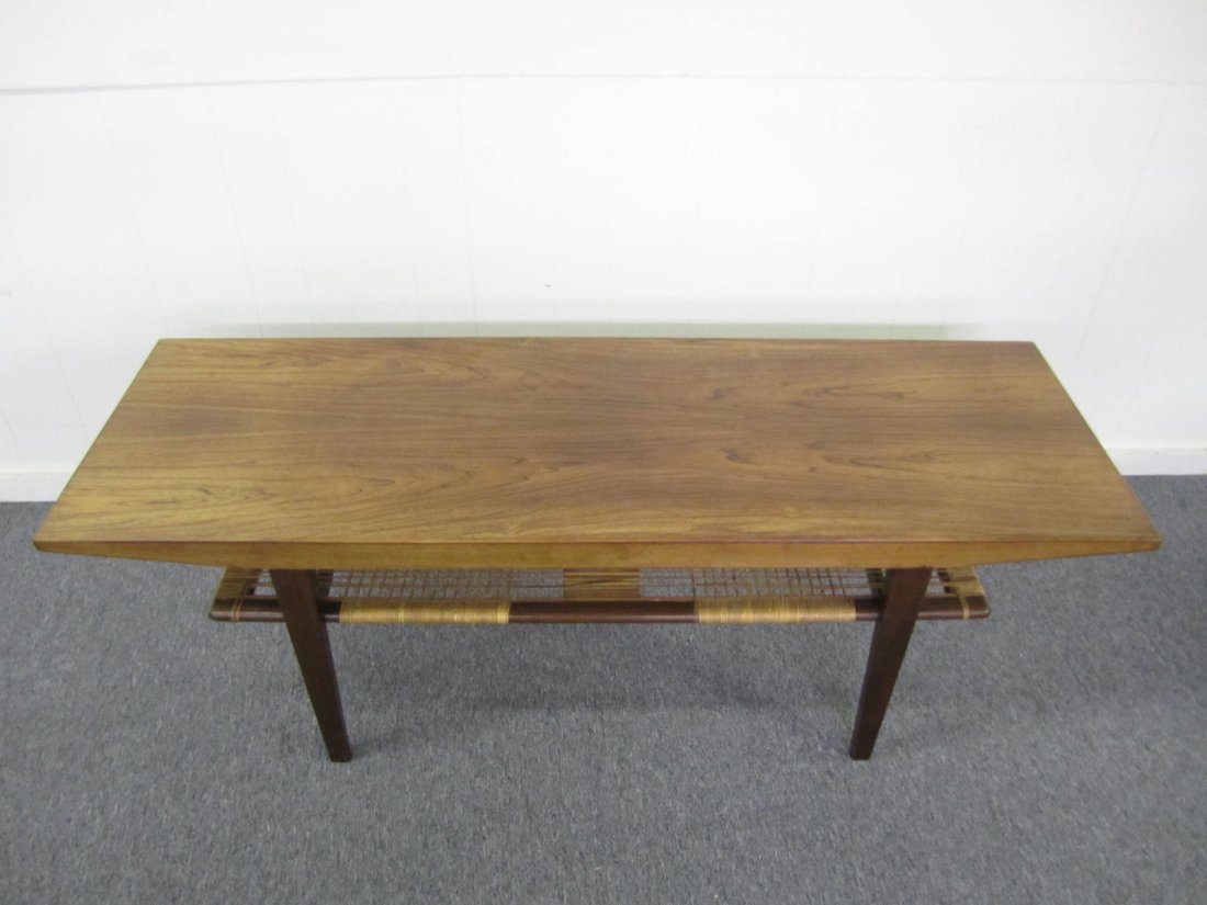 Excellent Danish Modern Rosewood Rattan Coffee Table (1 of 9)