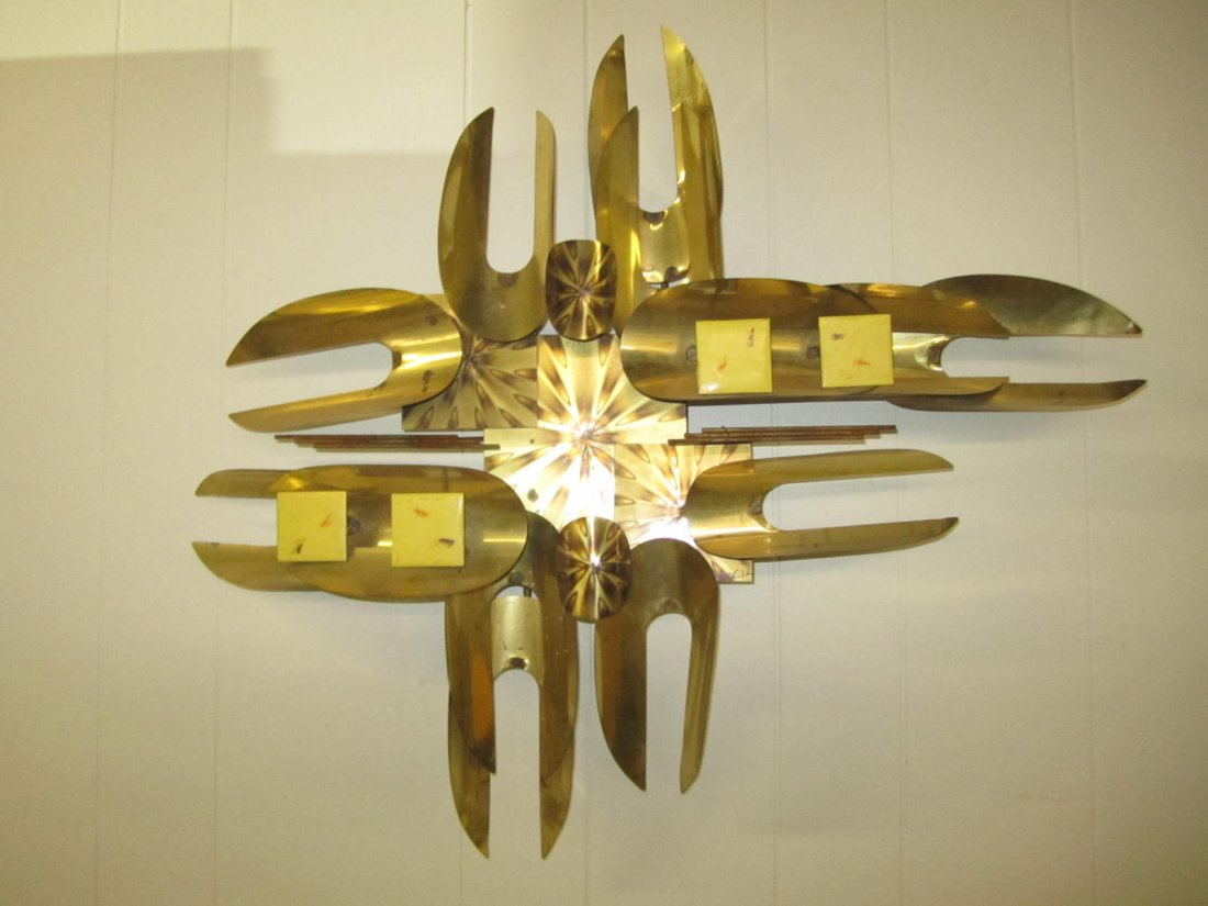 Signed C.Jere Brass and Enamel Wall Sculpture (1 of 6)