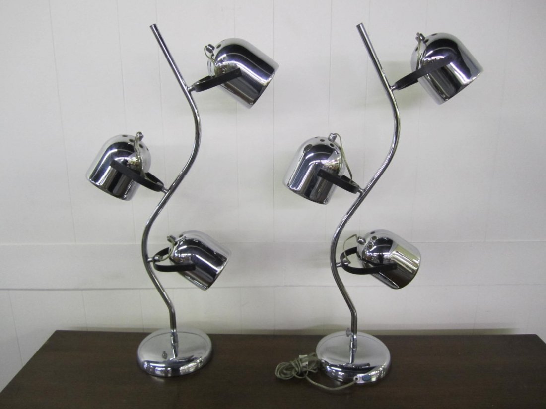 Pair Mid-Modern Chrome Bullet Table Lamps (1 of 8)