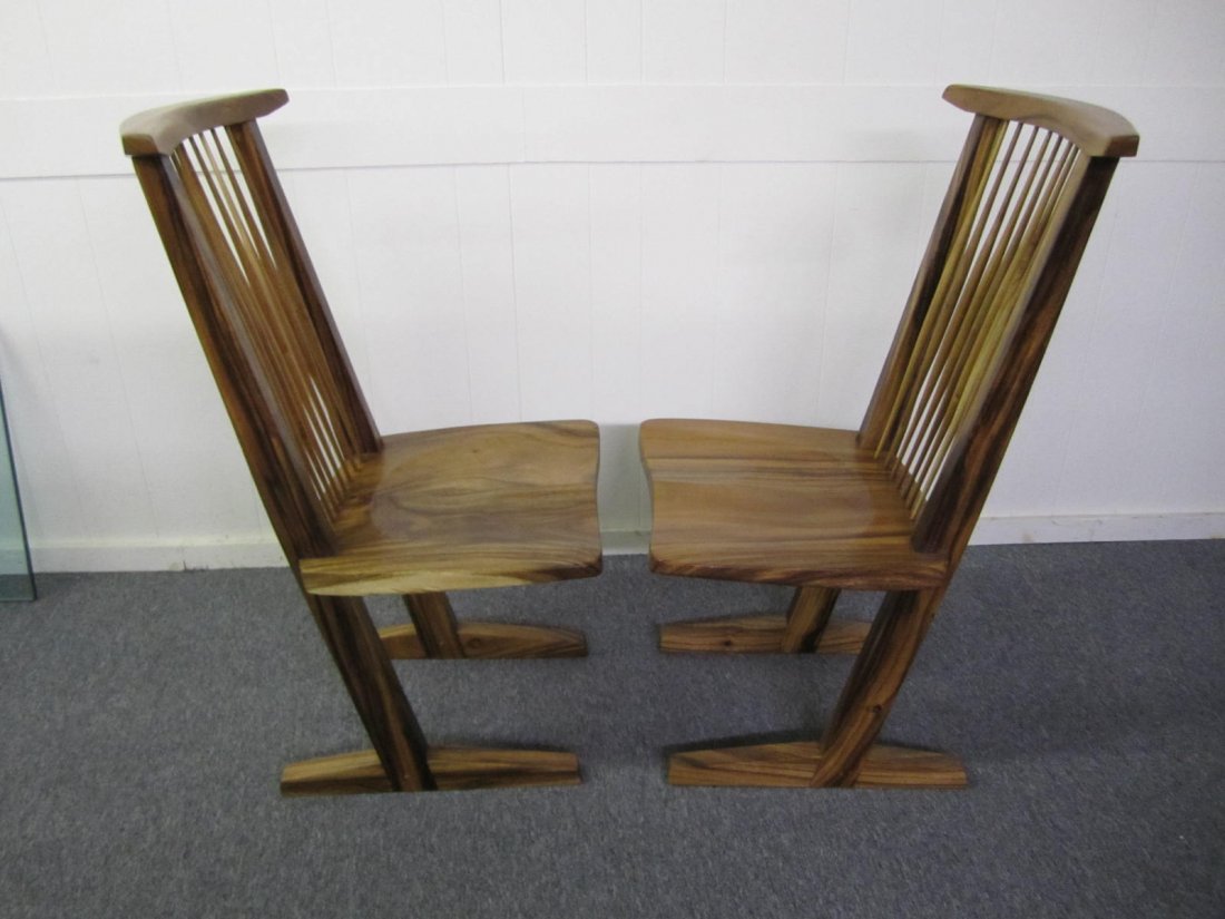 Pair Walnut Conoid Chairs Nakashima Style (1 of 6)