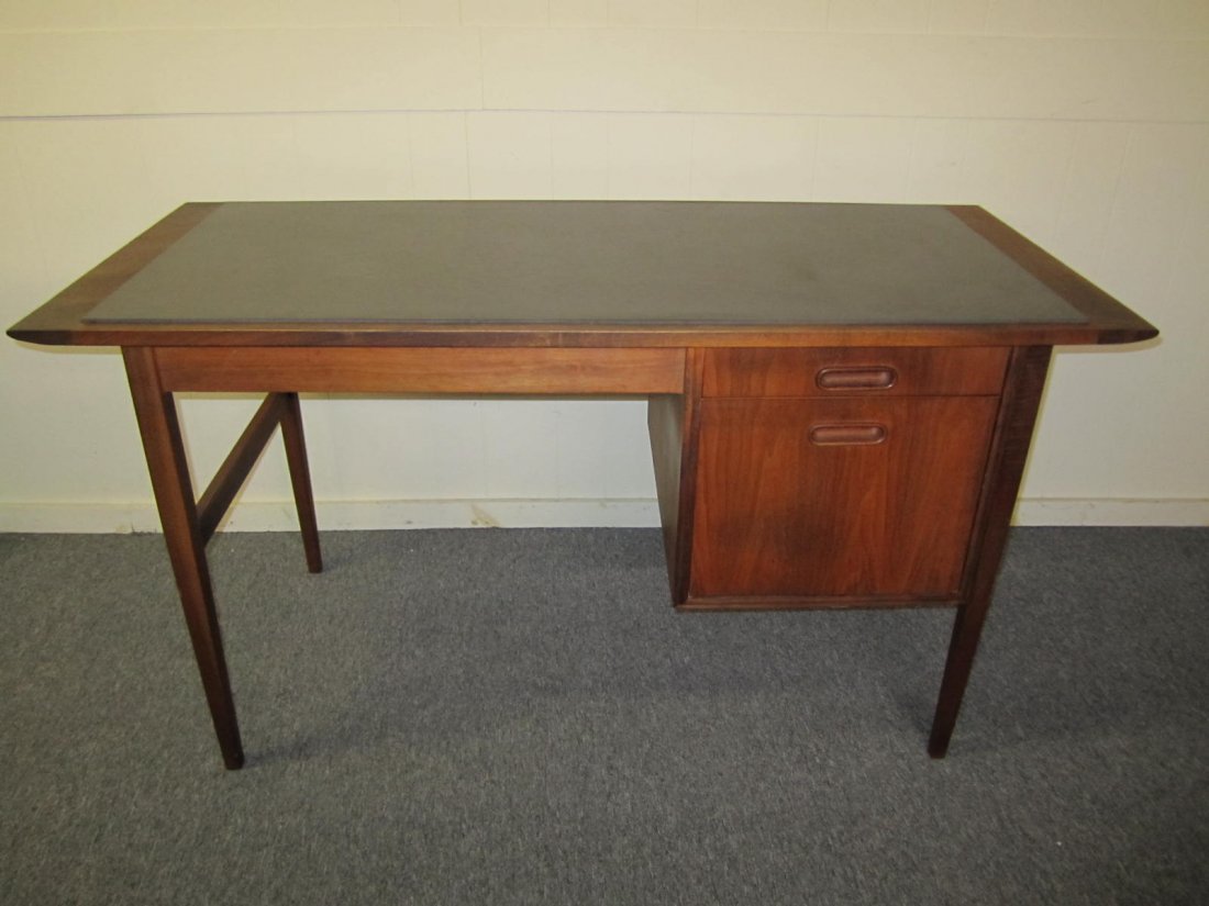 American Mid-Century Modern Walnut Desk Faux Slate (1 of 5)