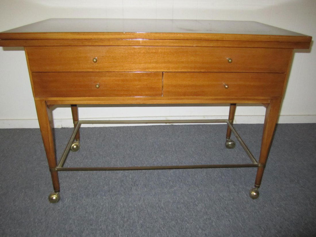 Signed Paul Mccobb Rolling Flip-Top Bar Cart (1 of 8)