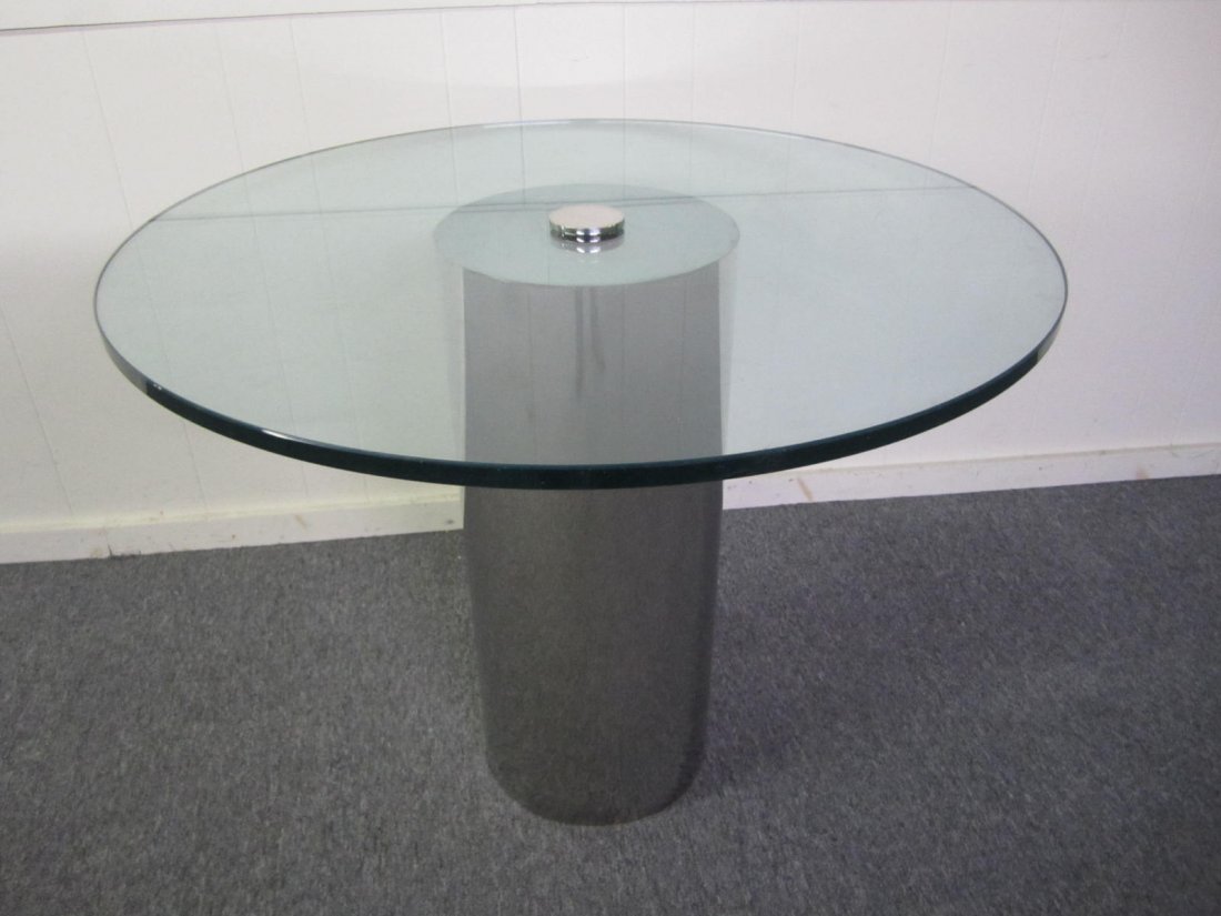 Pace Collection Small Chrome Cylinder Dining Table (1 of 5)