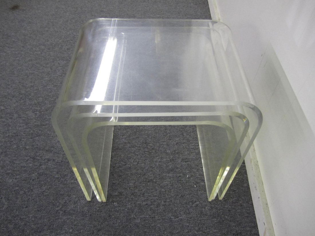 Mid-Century Set 3 Nesting Stacking Lucite Tables (1 of 4)