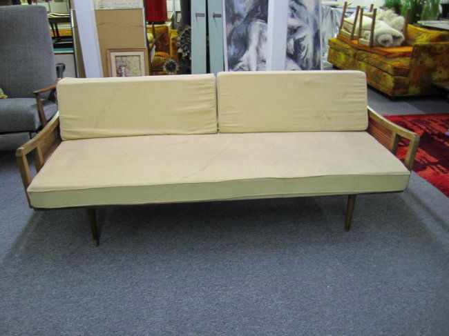 Danish Modern Walnut Caned Daybed Sofa (1 of 7)