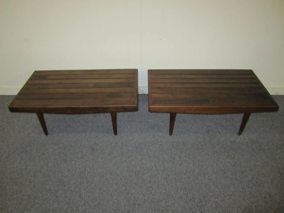 Petite Pair Danish Modern Walnut Slat Benches (1 of 5)