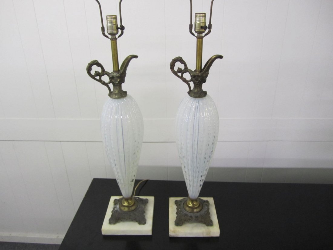 Fine Pair Murano Bubble Fleck Marble Lamps (1 of 6)