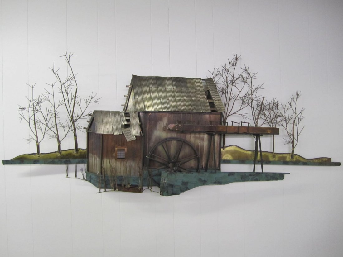 C.Jere Metal Mill House Water Wheel Wall Sculpture (1 of 6)