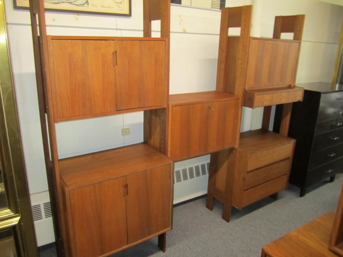 Handsome Danish Modern Walnut 3 Bay Wall Unit (1 of 6)