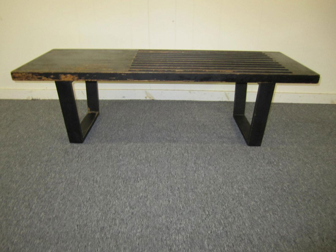 George Nelson style Black Lacquered Slat Bench (1 of 5)