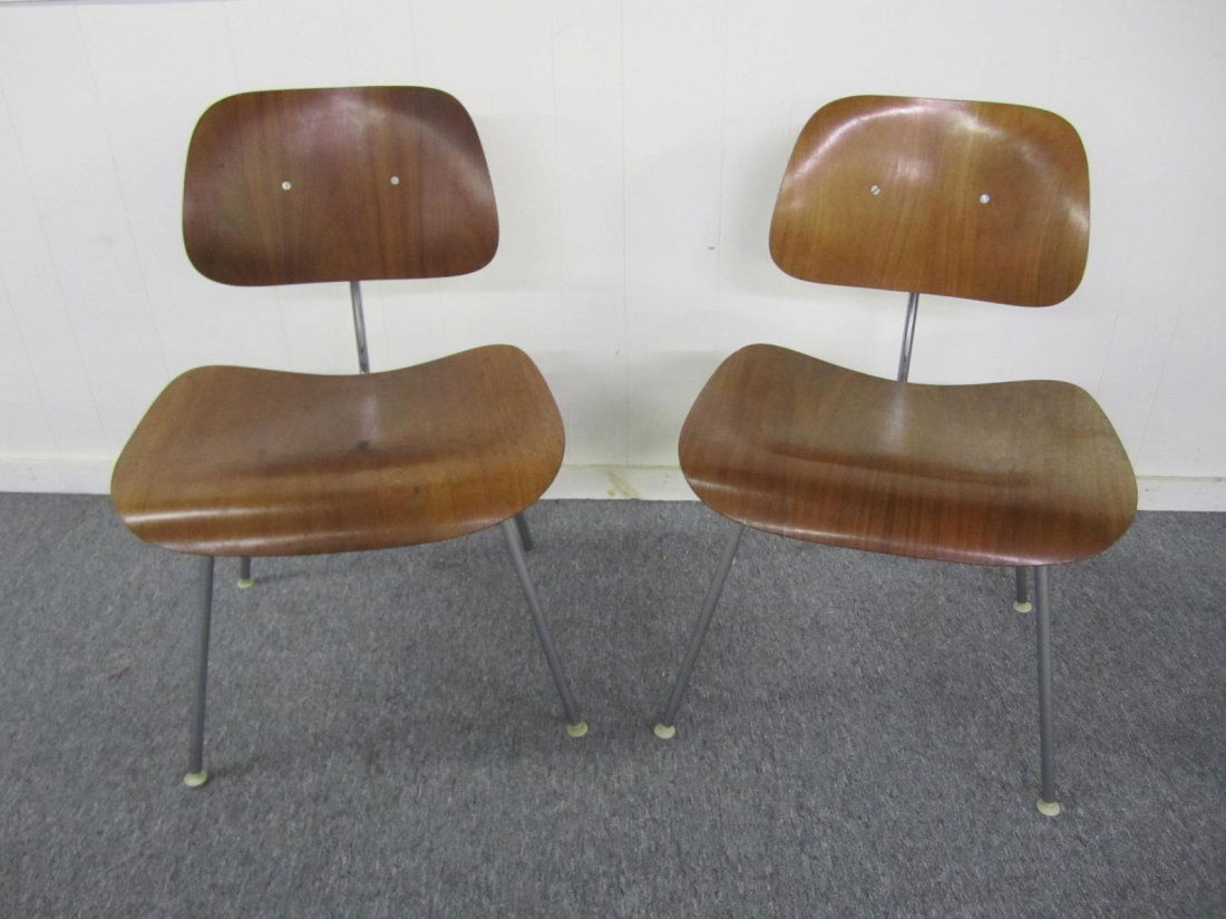 Vintage Pair Eames Walnut DCM Chair Herman Miller (1 of 6)