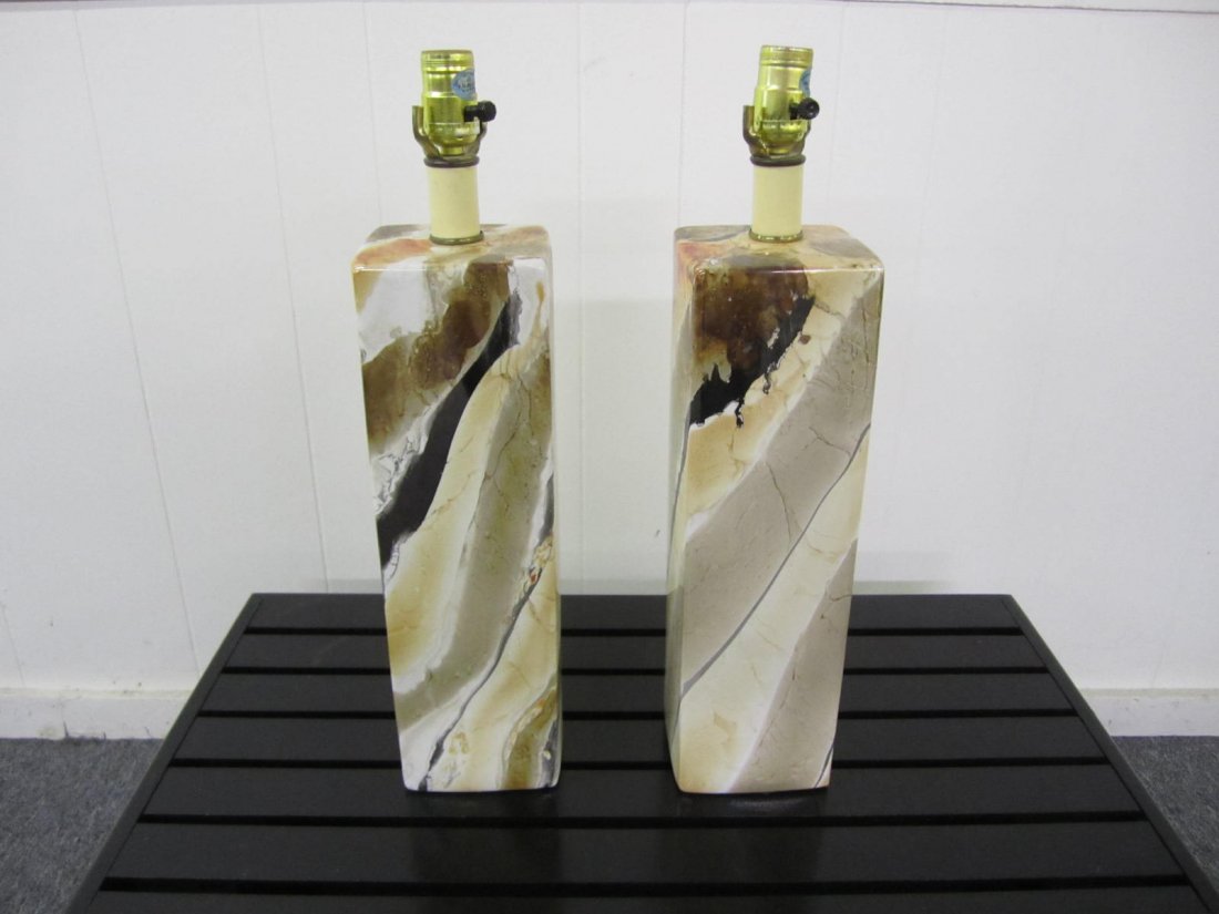 Lovely Pair of Faux Marble Ceramic Glazed Lamps (1 of 5)