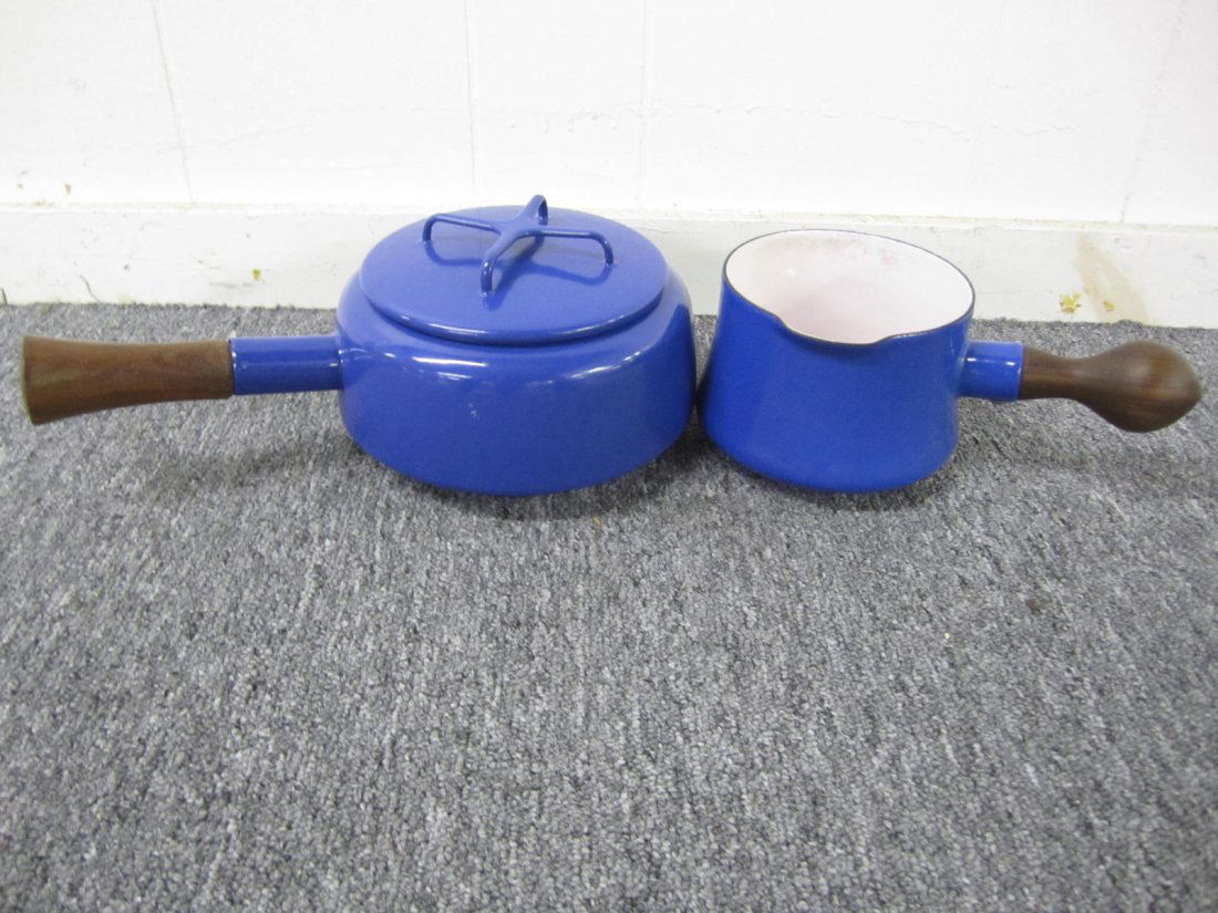 Pair Danish Modern Signed Cobalt Blue Dansk Pans (1 of 5)