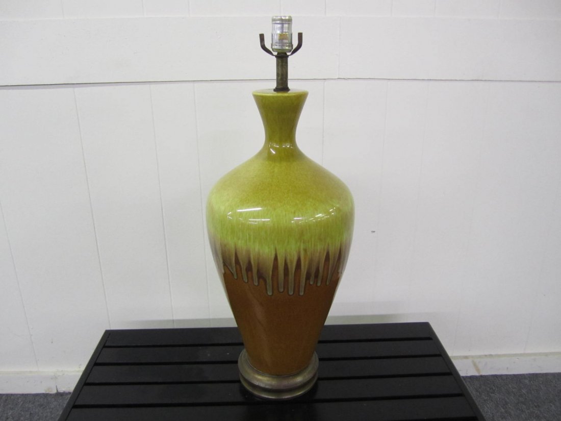 Danish Modern Drip Glaze Ceramic Lamp (1 of 5)