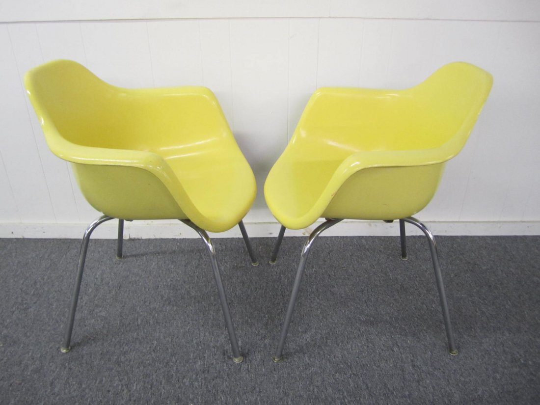 Nice Pair Yellow Eames style Tub Chairs (1 of 5)