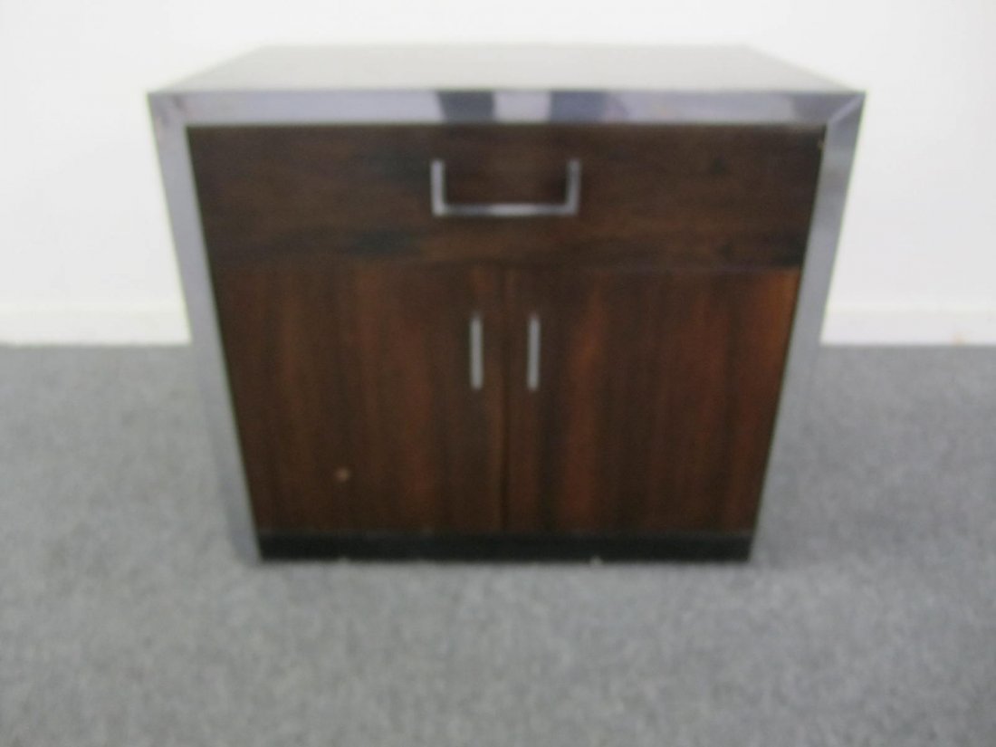 Milo Baughman style Chrome Rosewood Night Stand (1 of 3)