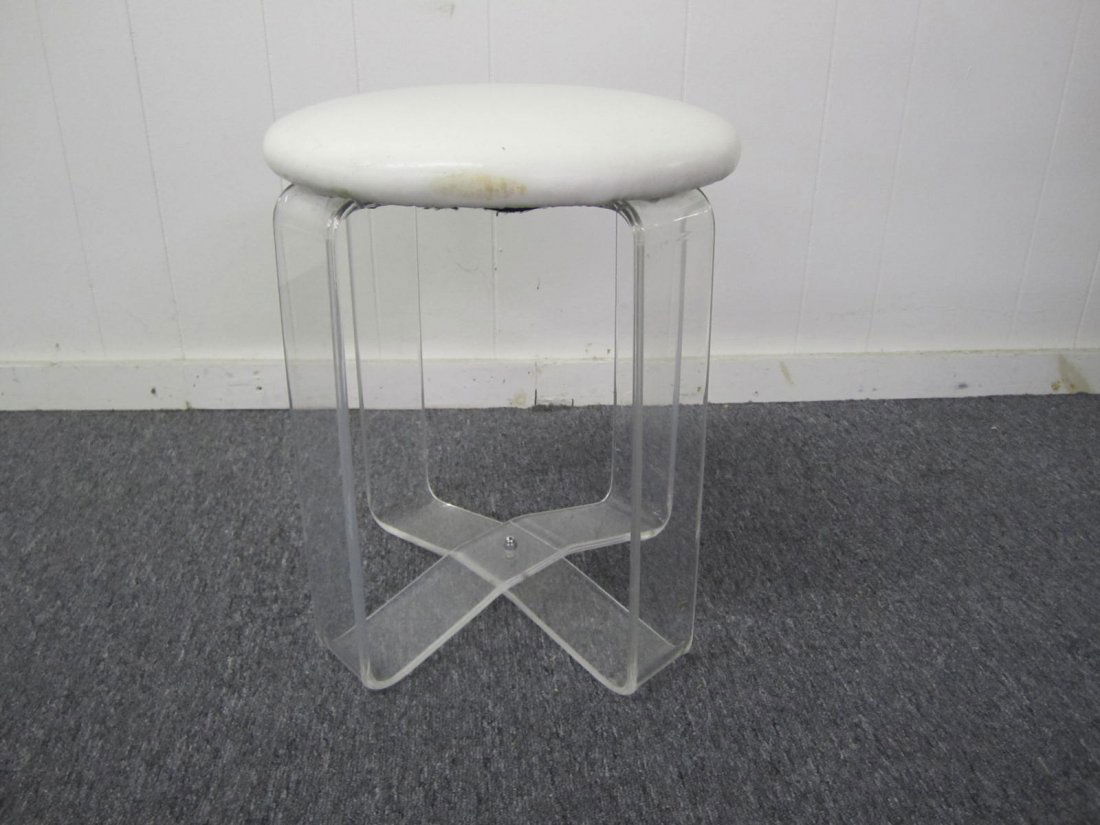 Lovely Mid-Century Modern Lucite X Base Stool (1 of 4)