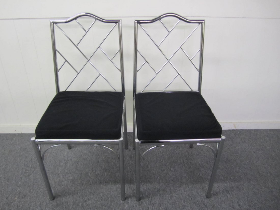 Pair Milo Baughman style Chrome Bamboo Side Chairs (1 of 4)