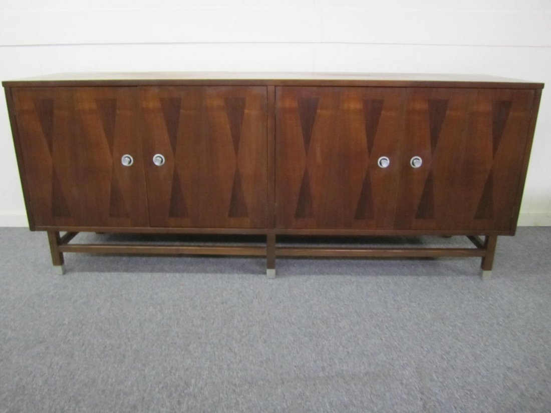 American Modern Diamond Front Aluminum Walnut Credenza (1 of 5)