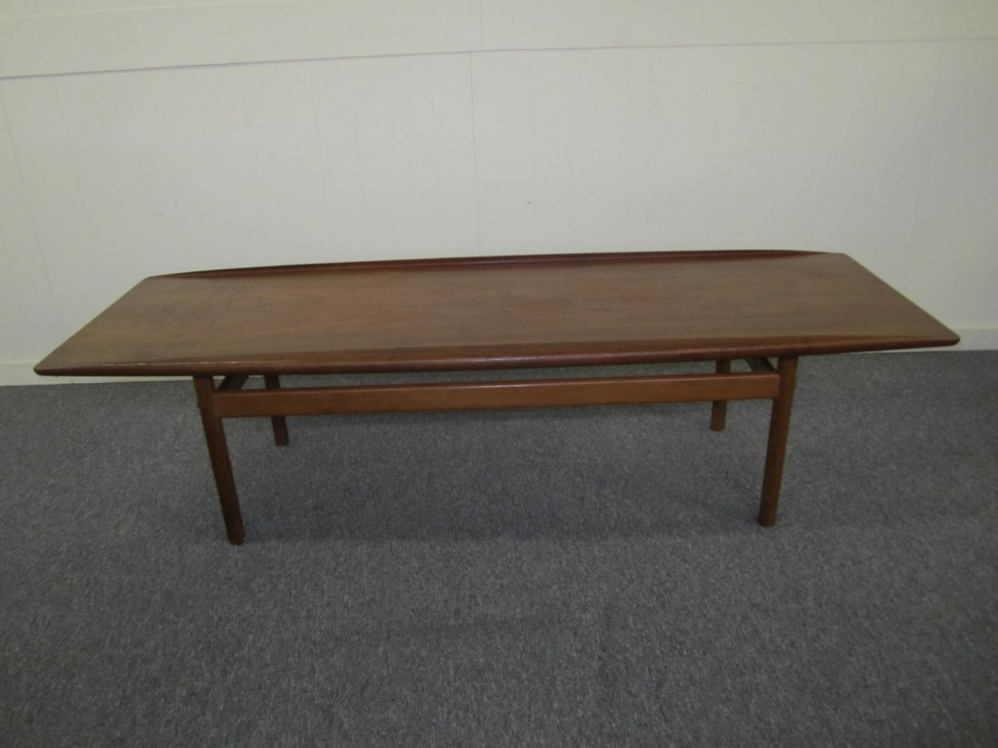 Danish Modern Teak Rolled Edge Surfboard Coffee Table (1 of 5)