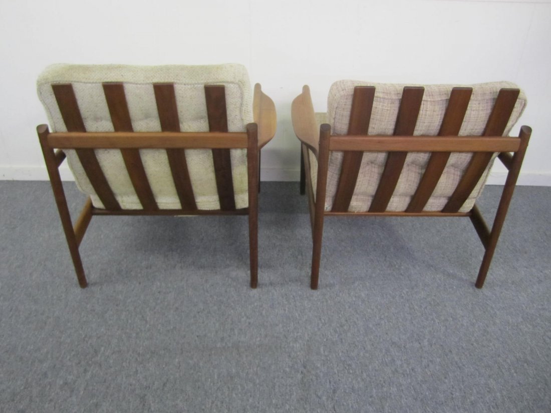 Pair Danish Koefod Teak Selig Slat Back Lounge Chairs (1 of 6)