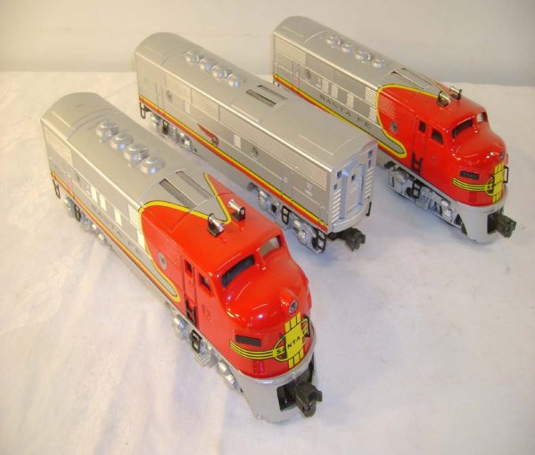 ABT: Amazing Restored Lionel #2343 Santa Fe ABA Di: Paul V. Ambrose and Drew J. Bauer present: These are the #2343 Santa Fe ABA F-3 Diesels that Lionel made in the early 1950s. They have been beautifully and professionally restored and look better than