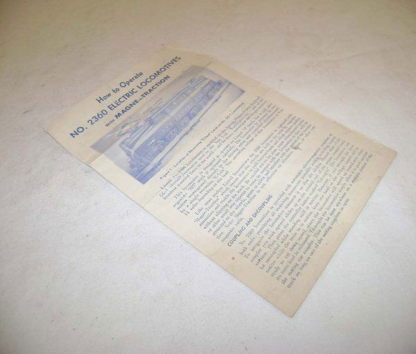 ABT: Lionel #2360 GG-1 Instruction Sheet from 1956: Paul V. Ambrose and Drew J. Bauer present: This is an Original Instruction Sheet for the scarce Lionel #2360 Tuscan 5-Stripe GG-1 from 1956. This sheet is in Excellent Plus Condition and is dated "3-5