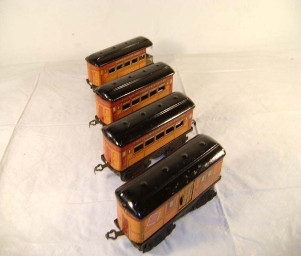 ABT: AF O Gauge #1205/6/6/6 Yellow & Black Passeng