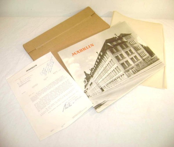 ABT: Marklin Correspondence and Factory Photo: Paul V. Ambrose and Drew J. Bauer present: Doc Harrison regularly engaged in correspondence with Marklin about his collection and the Marklin archives. This lot includes a 7/20/56 letter and a photo o