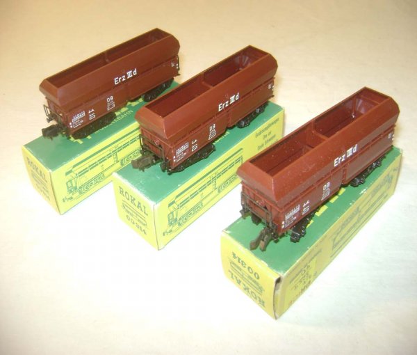 ABT: 3 TT Rokal #00314 Gondola Type Cars/OBs: Paul V. Ambrose and Drew J. Bauer present: These are 3 #00314 Gondola Type Freight Cars that Rokal made in TT Gauge in the 1950s. Our Opinion is that they are generally in Like New Condition, minor si