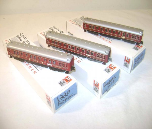 ABT: TT Rokal #01218/18/20 Passenger Cars: Paul V. Ambrose and Drew J. Bauer present: These are the #01218/01218/01220 Passenger Cars that Rokal made in TT Gauge in the 1950s. Our Opinion is that they are generally in Excellent Condition, mino