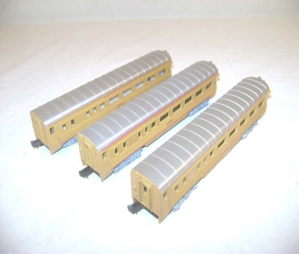 ABT: 3 TT Rokal #01248 Union Pacific Observation C: Paul V. Ambrose and Drew J. Bauer present: These are three #01248 Union Pacific Streamlined Painted Observation Cars that Rokal made in TT Gauge in the 1950s. Our Opinion is that they are generally in