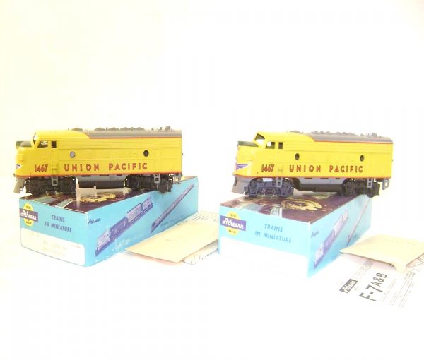 ABT: HO - Athearn #3213/3013 Union Pacific F-7a AA: Paul V. Ambrose and Drew J. Bauer present: These are the #3213/3013 Union Pacific F-7a AA Diesels that Athearn made in HO Gauge in the 1960s/70s. Our Opinion is that they are generally in Excellent Co