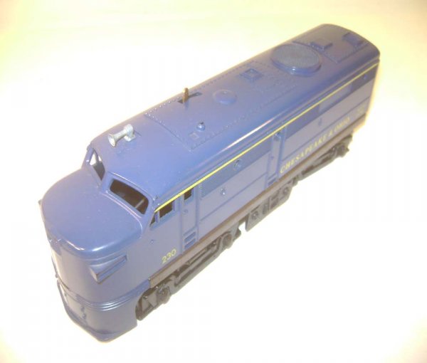 ABT: Nice Lionel #230 Chesapeake & Ohio Alco A Dies: Paul V. Ambrose and Drew J. Bauer present: This is the #230 Chesapeake & Ohio Alco A Diesel that Lionel made circa 1961. Two-axle Magnetraction and three-position E-unit. Our Opinion is that it is gen