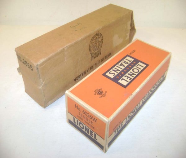 ABT: Great Original Lionel Boxes #2065 & #6026T: Paul V. Ambrose and Drew J. Bauer present: These are the Original Boxes for the #2065 Steam Engine and #6026W Tender that Lionel made circa 1954-55. PLEASE REMEMBER THAT YOU ARE ONLY BIDDING ON THE OR