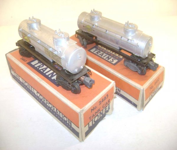 ABT: Lionel #2465 & #6465 Sunoco Tank Car/OBs: Paul V. Ambrose and Drew J. Bauer present: This is the #2465 & #6465 Sunoco Two Dome Tank Cars that Lionel made in the later 1940s. Our Opinion is that they are generally in Very Good Condition. Note 