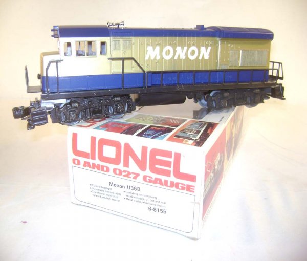 ABT: Mint Lionel #8155 Monon U36B Diesel/OB: Paul V. Ambrose and Drew J. Bauer present: This is the #8155 Monon U36B Diesel that Lionel made in the 1980s. Our Opinion is that it is generally in Mint Condition, no signs of use other than perhaps 