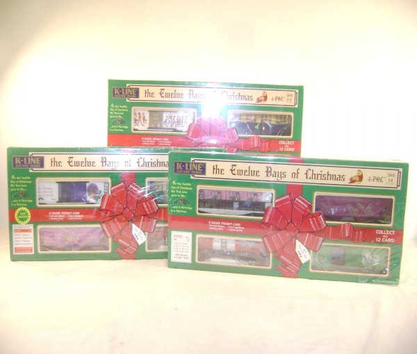 ABT: Mint/Sealed K-Line #K62464/62462/62463 4 Pack: Paul V. Ambrose and Drew J. Bauer present: These are the #K62464/62462/62463 Packages of 4 Pack Christmas Car Sets that K-Line made in O Gauge a few years ago. Our Opinion is that the sets are general