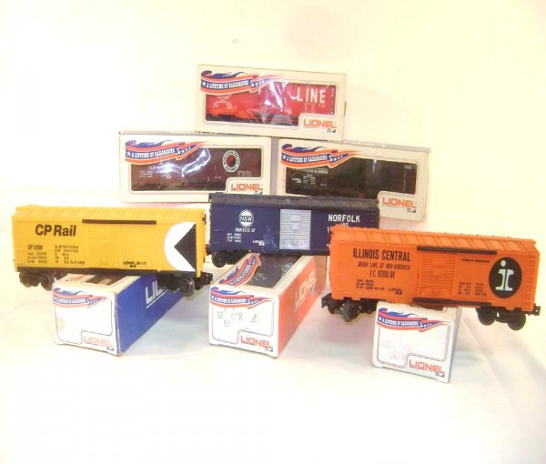 ABT: 6 Lionel Assorted Box Cars/Banner OBs